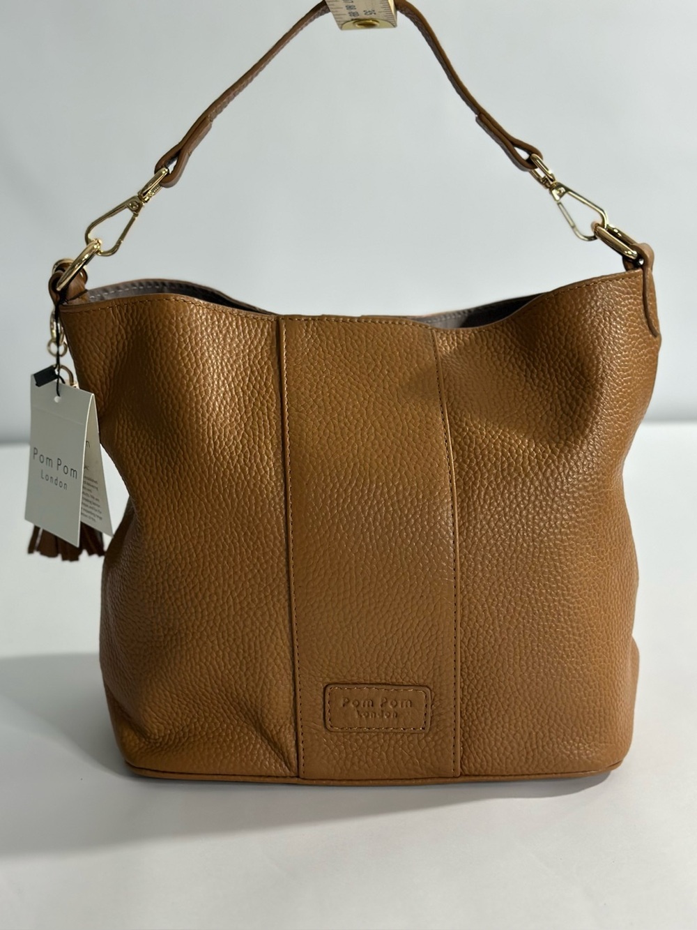 Pom Pom London Lambeth Maple Leather Shoulder Bag Crossbody Strap Tassel NWT
